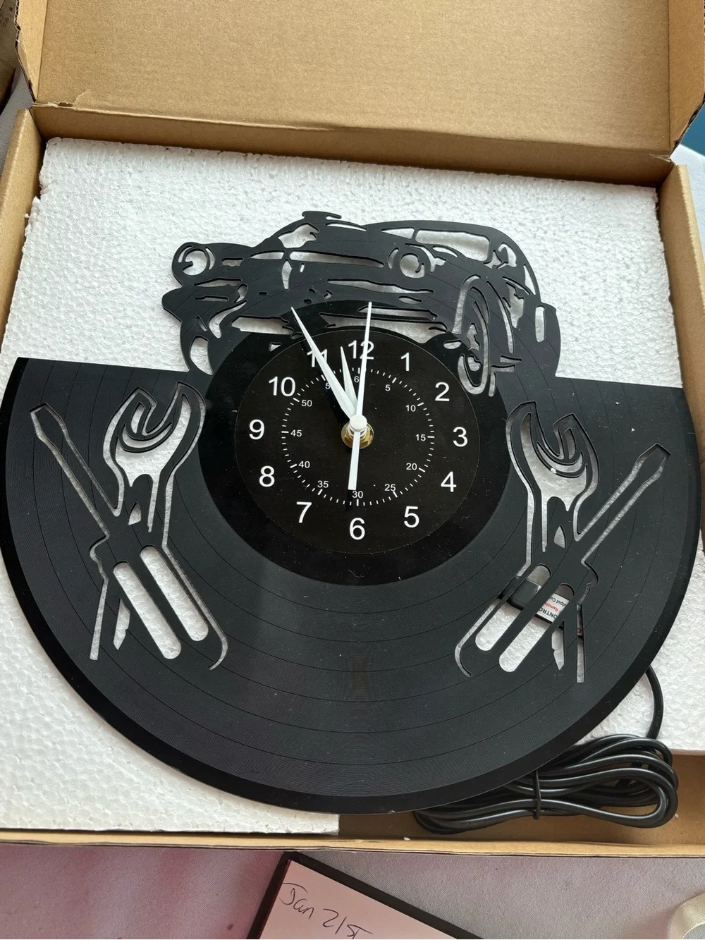 Black Automotive Wrench Wall Clock - Home Wall Decor with led lights and remote